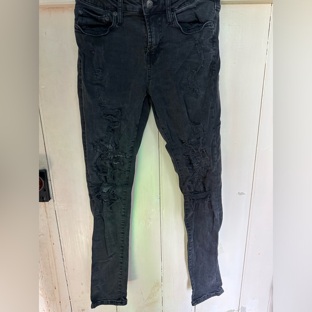 Men’s dark gray super skinny jeans